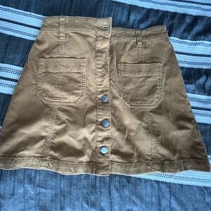 Wild Pearl Brown Button-Front Corduroy Mini Skirt
